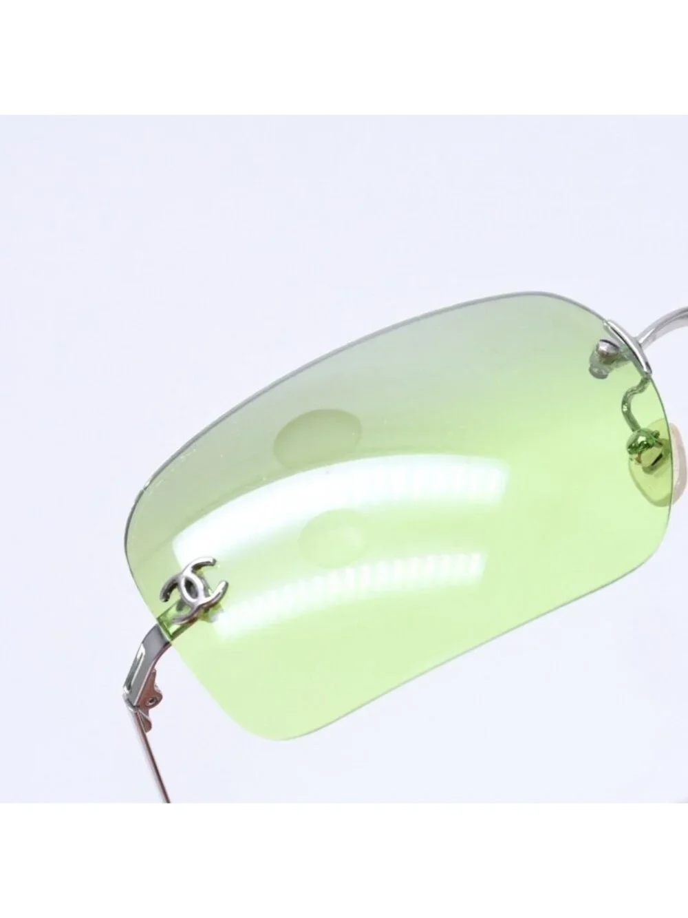 Chanel Rimless Sunglasses Eyewear CC Logo Green